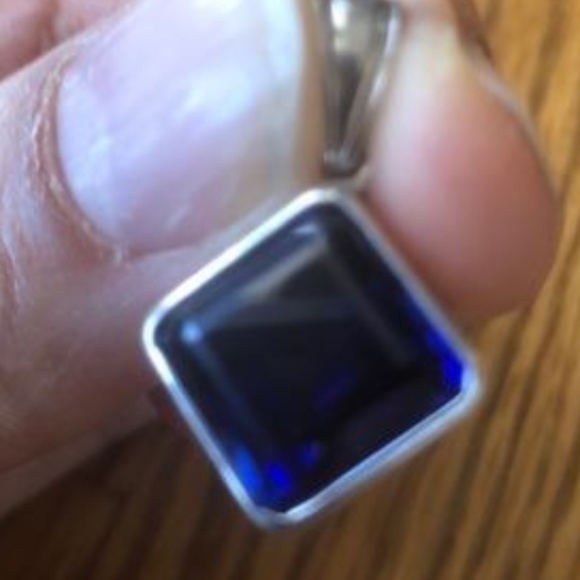 Lab Blue Sapphire Pendant in 925 Sterling Silver - Picture 8 of 8